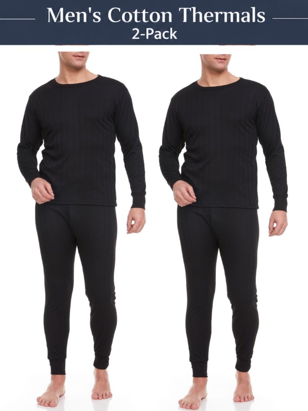Men Cotton Fleece Thermal Underwear Set 2-Pack Warm Long Johns Winter Base Layer